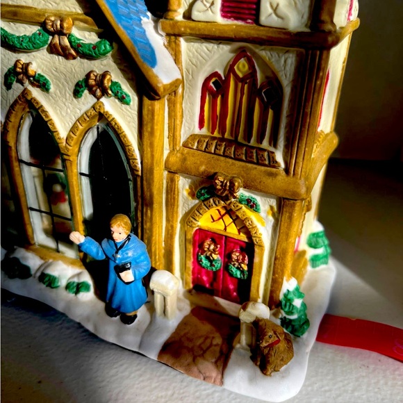 Santas Workbench Lighted Porcelain Church - Picture 1 of 12